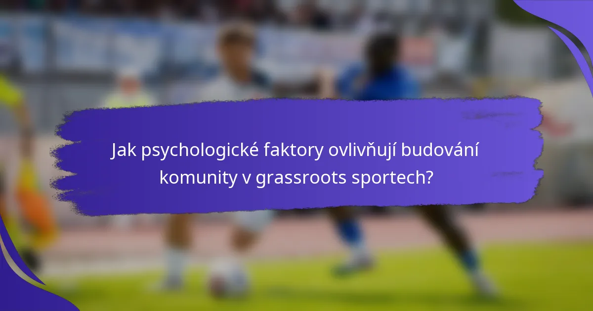 Jak psychologické faktory ovlivňují budování komunity v grassroots sportech?
